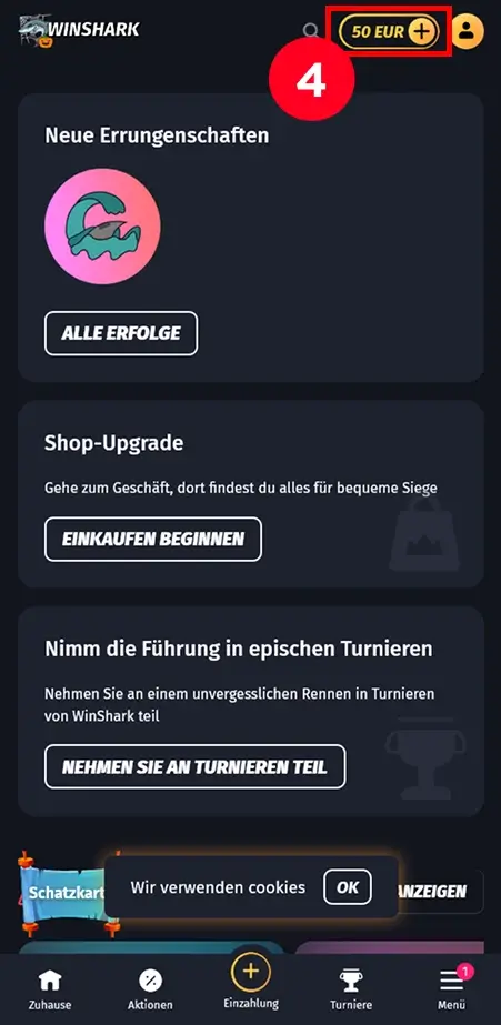 Aktiviere den Bonus und starte das Spiel